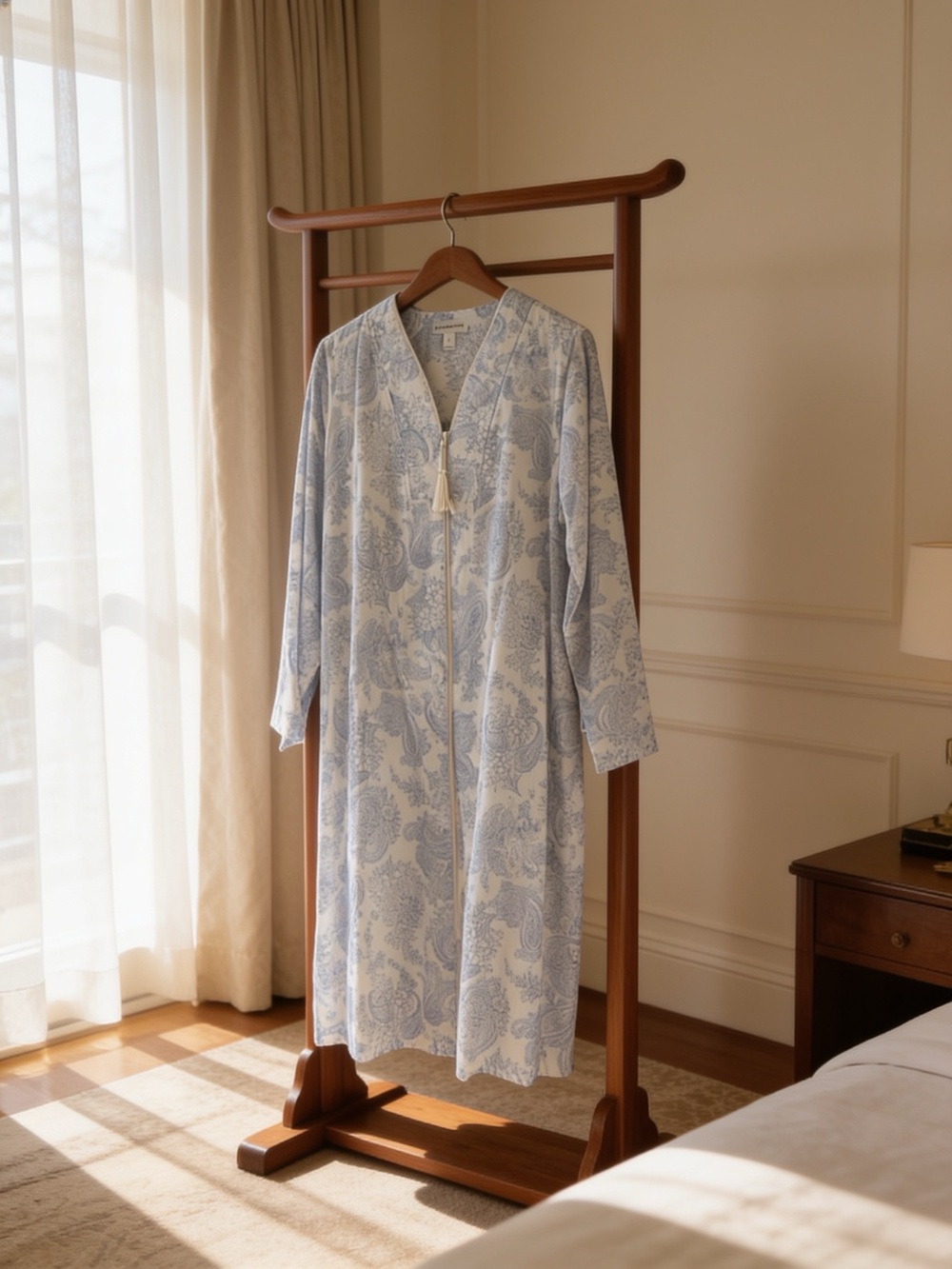 Miss Elaine Blue and White Paisley Robe/Caftan Multiple Sizes NWT